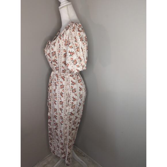 a Loves a cottagecore floral scoop neck balloon sleeve belted dress XS - Picture 2 of 9